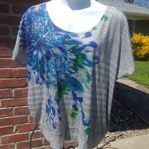 Lane Bryant floral rhinestone top